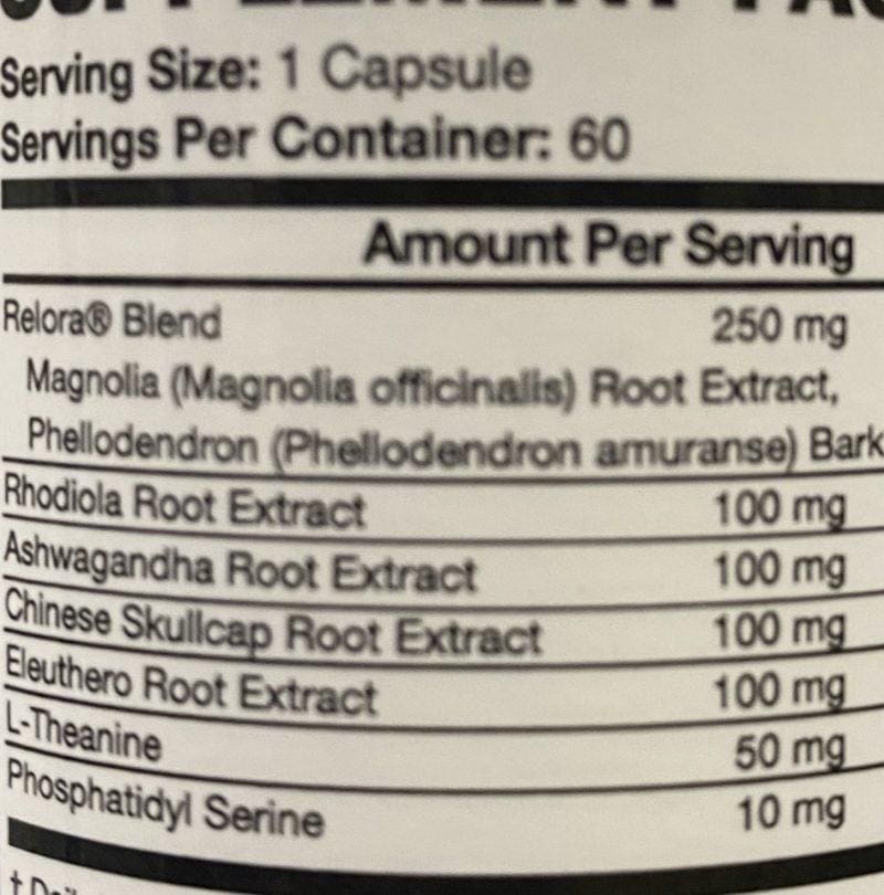 Adrenal calm specifications